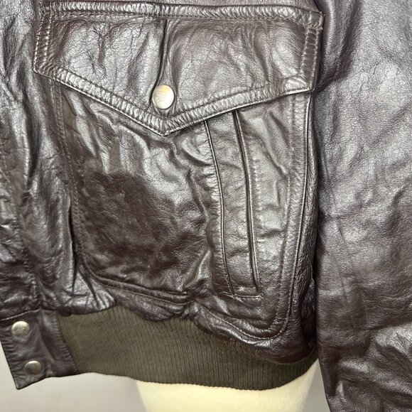 Brown Leather Vintage Bomber - Picture 3 of 11